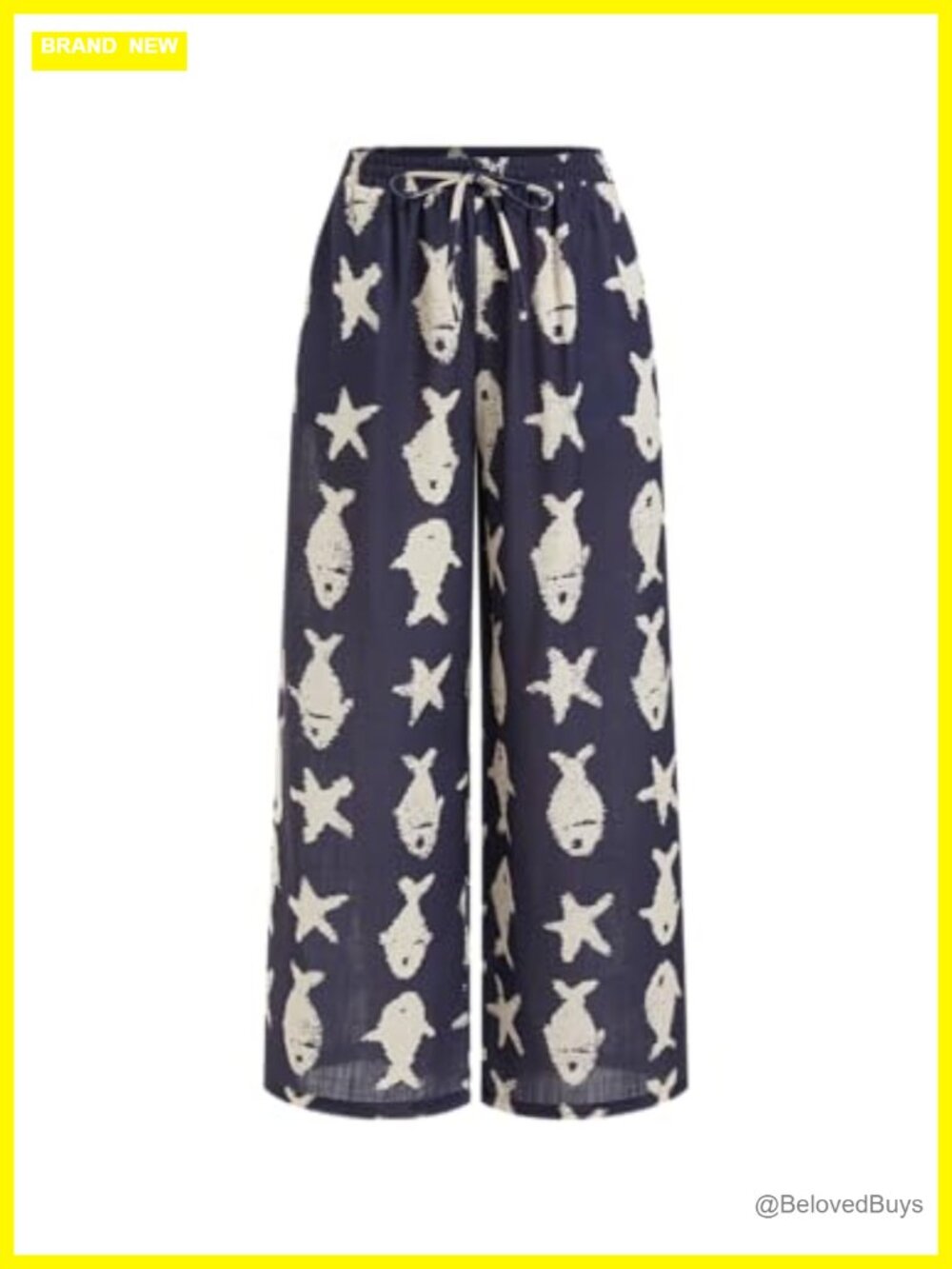 Wide Leg Palazzo Pants High Waist Drawstring Loose Fit Summer Beach